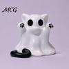 Desktop Ghost Cat Statue Figure, 3D Printed Decorative Ornament, Smooth Surface Spooky Sculpture Mini Decoration Halloween Gift for Lovers