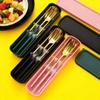 410 Stainless Steel Travel Cutlery Set: Fork, Spoon & Chopsticks In Gift Box. Perfect for Students!