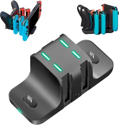 Suporte de Carregamento Zacoora Joy-Con, Suporte de Carregamento Joy-Con para Controles Joy-Con Esquerdo/Direito, Armazenamento 6 em 1, Design Integrado com Sobrecorrente