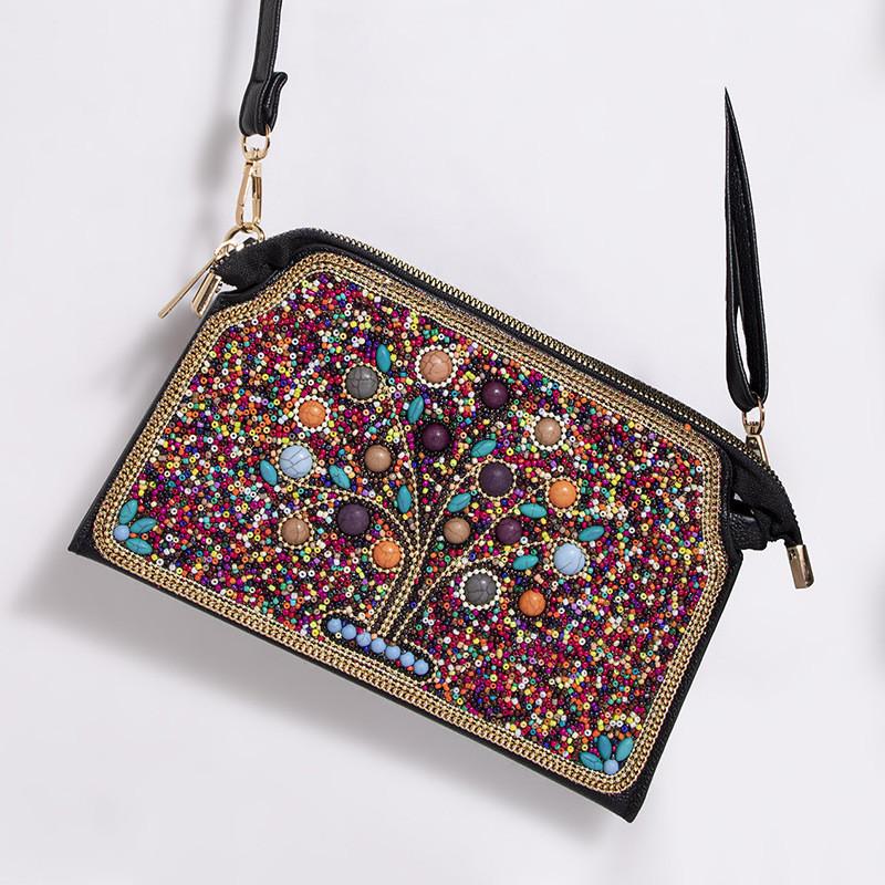 Bohemian Shell Shape Purse With Flower Embellishments For Daily Wear