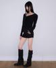 ROSEFRANTZ Unbalanced Shirring Long Sleeve [Black]