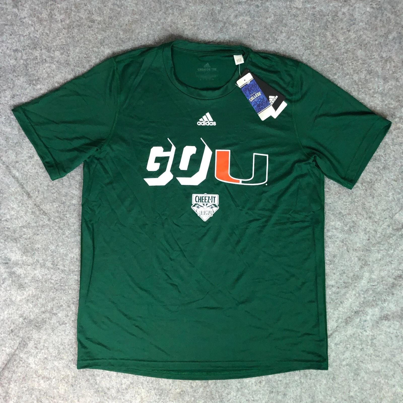 Miami Hurricanes Womens Shirt Large Adidas Green Tee Short Sleeve Football NWT A 3XL