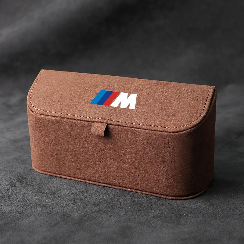 High-Quality Suede Car Sun Visor Glasses Box Car Badge Sunglasses Clips Glasses Box For BMW X1 X3 G01 X4 G02 X5 F15 F16 M3 M4 F3 QQ2