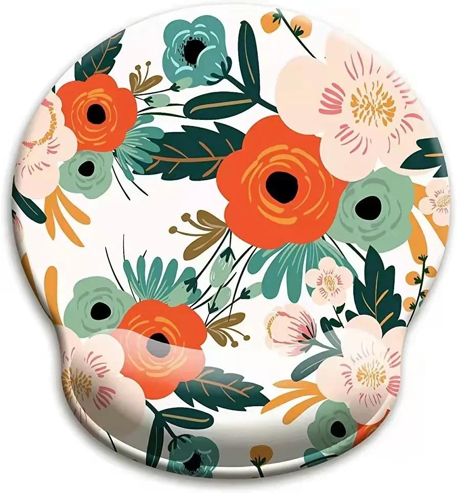 Flowers Natural Design Mouse Pad Wrist Ergonomic Soft Anti-Slip Wrist Rest Support Mat Computer Mouse Pad For Office