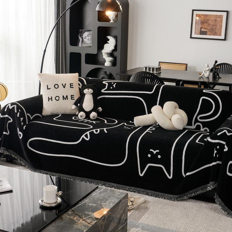Nordic Style Advanced Sofa Towel Chenille Sofa Cover Cloth All Seasons Universal Anti-Cat Scratch Sofa Cover Sofa Blanket 180X130CM