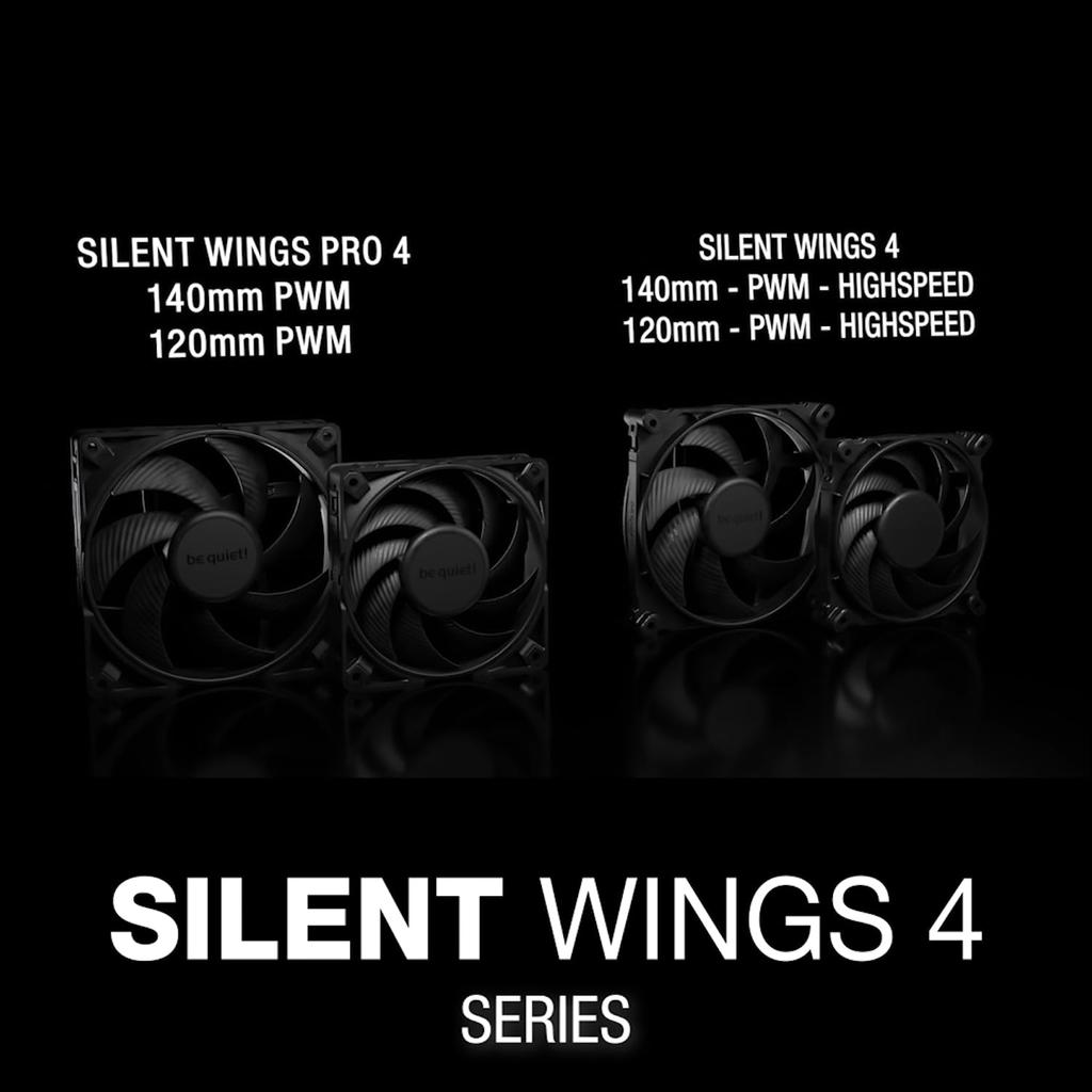 Be Case Fan SILENT WINGS PRO 4 140mm PWM 2400rpm Low Noise Fan Black Quiet!