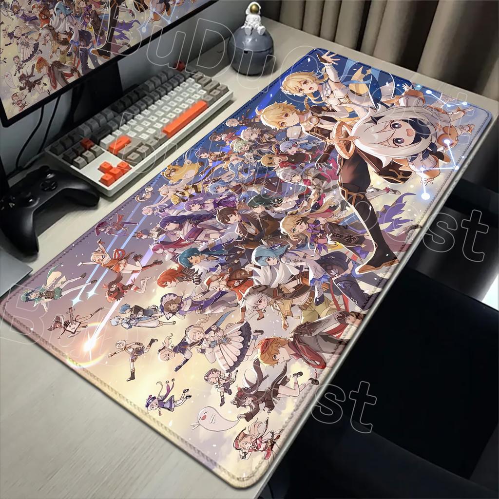 Group Photo Genshin Impact Mouse Pad Gaming Locking Edge Big Mouse Pads Computer Game Large Rubber Art Mousepad Laptop Desk Mat