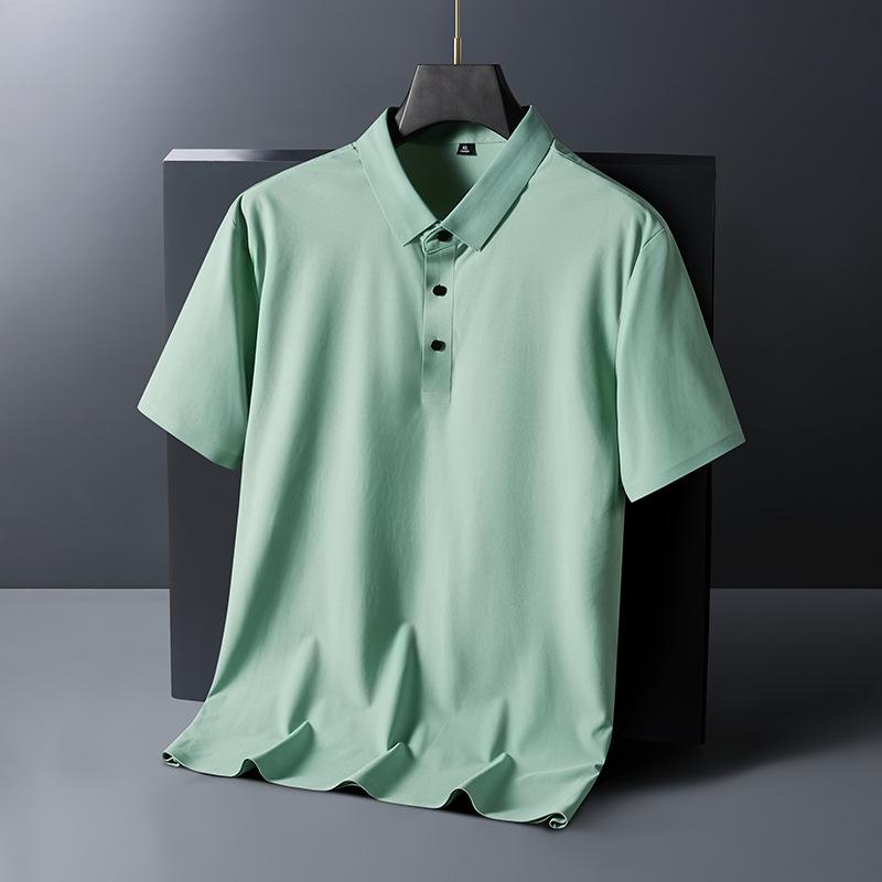 New Men's Clothing for Young and Middle-aged People Containing Mulberry Silk Short-sleeved T-shirt Thin Ice Silk Casual Simple Versatile T-shirt