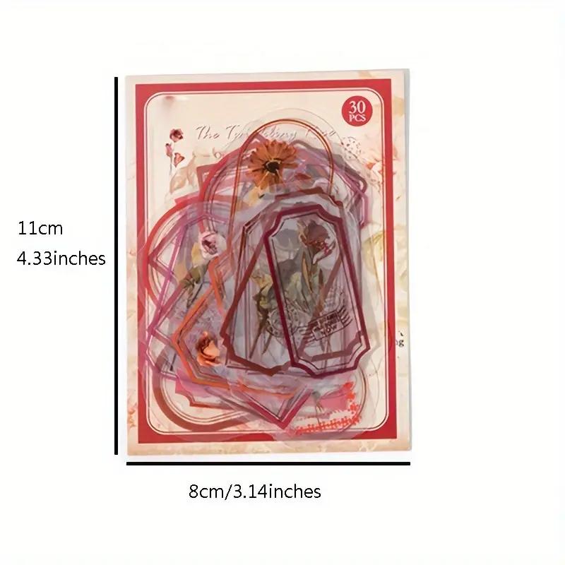 30 Pieces of Vintage Flowers Plants Leaves Handmade Account DIY Decoration Stickers Magazine Decoration Supplies DIY Decoration Label Stickers