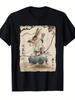 Samuraj Królik Łucznik Graficzny T-Shirt Japoński Styl Manga Wojownik Królik Koszulka