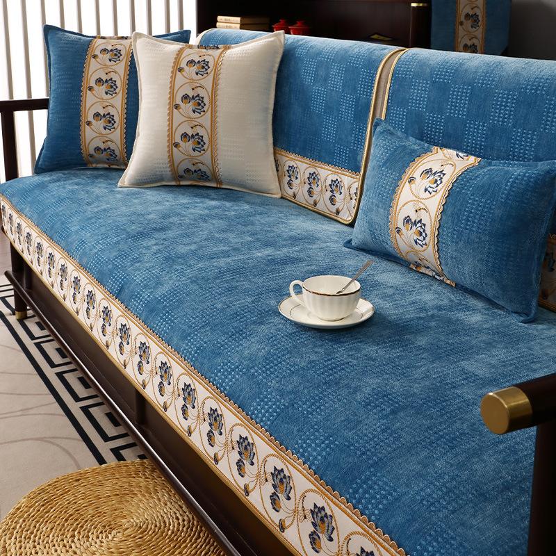 Chenille Chinese Style Sofa Cushion Anti-slip Couch Covers for Living Room Furniture Solid Universal for All Seasons Sofa Cover