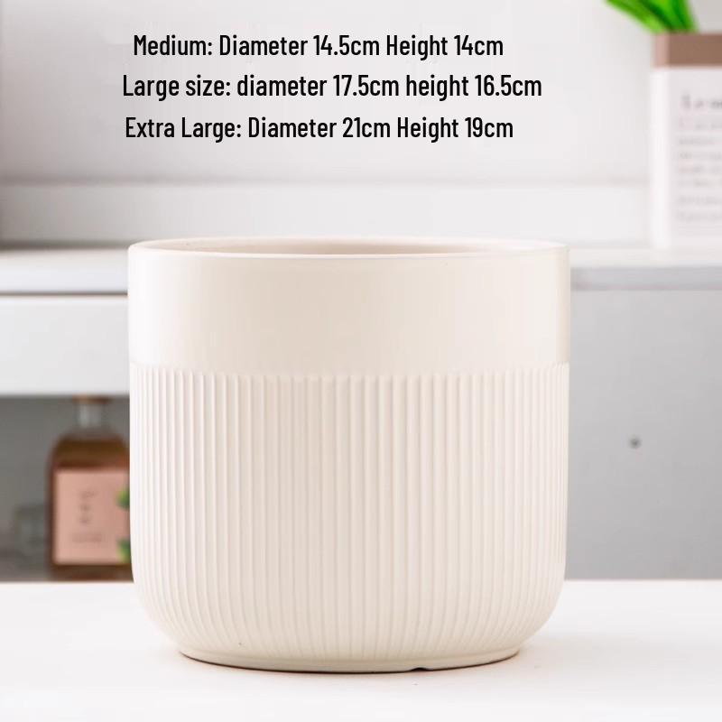 Nordic White Ceramic Flower Pot with Tray - Large & Extra Large for Pothos & Succulents