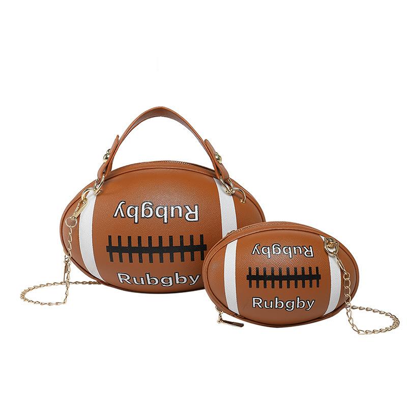 Personalized Rugby Small Bag 2025 New Japanese Soft Girl Cartoon Fashion Shoulder Chain Crossbody Small Round Bag Pu