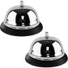 Call Bell for Desk - 2 Pack 3.3 Inch Service Bell, Gleaming Silver Anti-Rust Metal Construction for Hotel Counter/Office Reception, School Restaurant