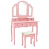 Dressing Table and Stool Set 100x40x146 Cm Paulownia