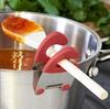 Clipe de panela de aço inoxidável anti-escaldadura colher braçadeira ferramentas de cozinha suporte de colher de borracha
