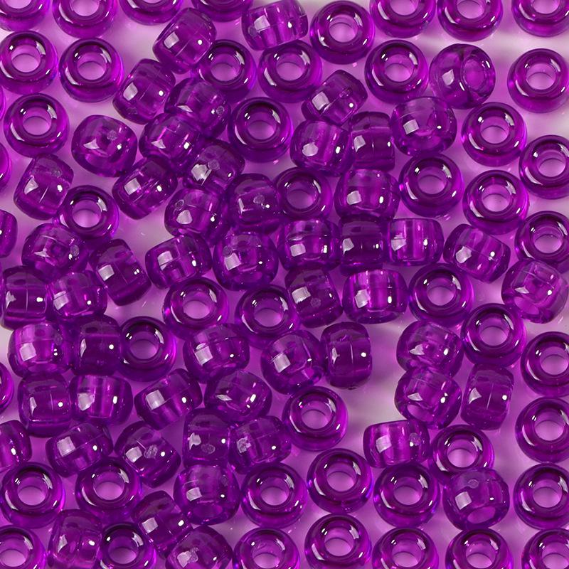 "100 Pcs Large Hole Transparent Frosted Barrel Beads - Colored Onion Powder Plastic Pony Beads for Dreadlocks and Wigs"