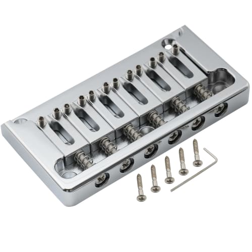Musiclily Ultra 10.5mm Brass Fixed Hardtail Bridge for 6-String Strat/Telecaster Electric Guitars, Chrome