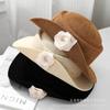 Elegant retro flower ruffled top hat, thousand gold wind sun hat, sunshade and sun protection, Hepburn wind beach hat for traveling