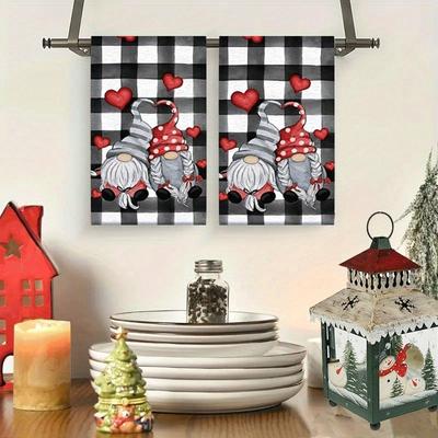 2pcs Dish Towels Heart Pattern Microfiber Absorbent Kitchen Hand Towel, Suitable for Home Cooking, Baking, Bathroom Cleaning