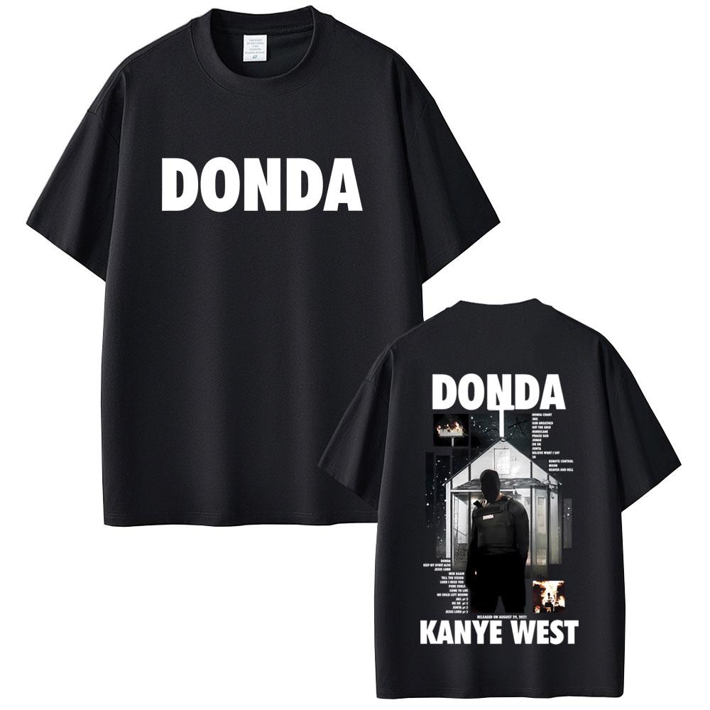 Rapper Kanye West Donda Double Sided Print Tshirt Unisex Women Hip Hop Fashion Pop Music T Shirts Unisexs Vintage Tshirts