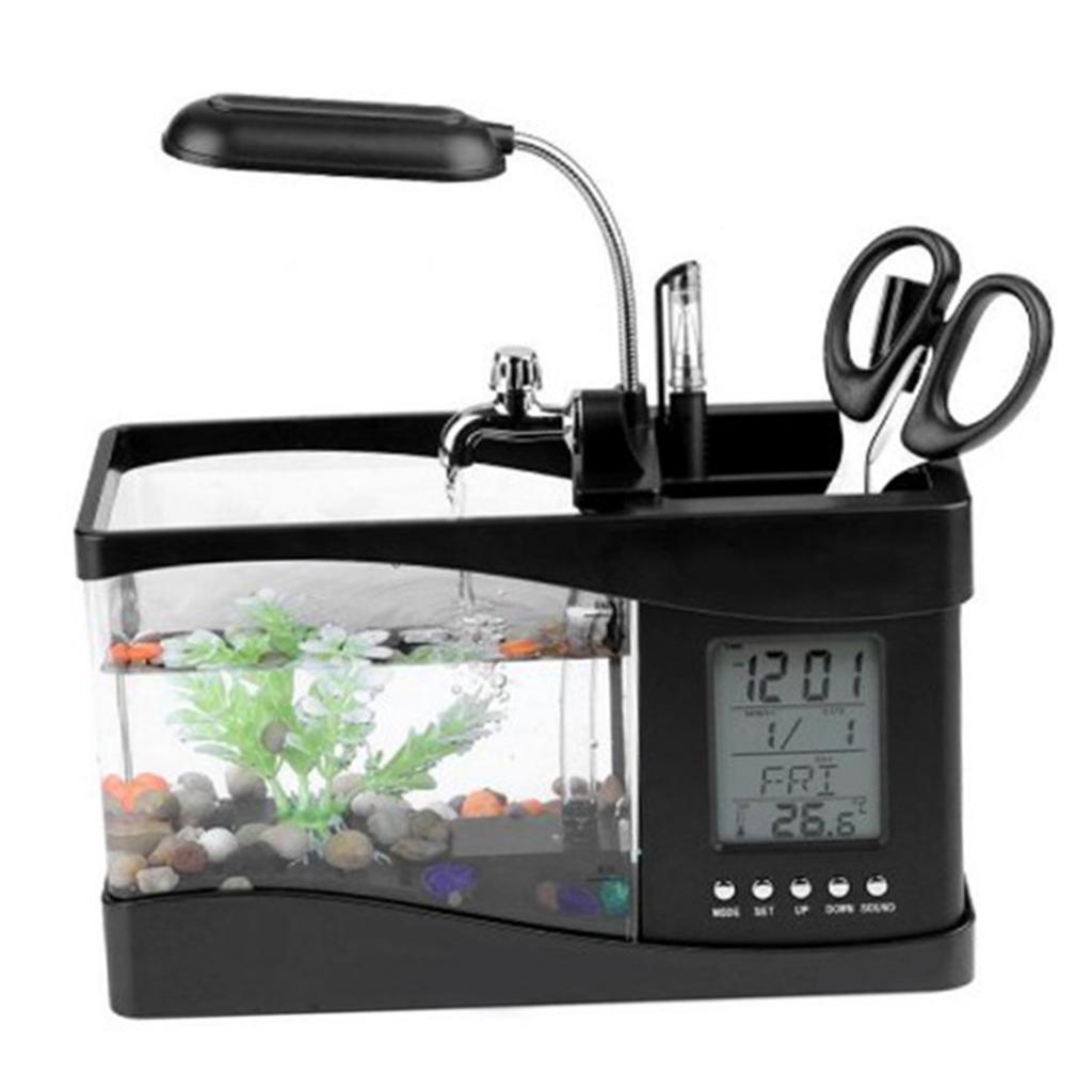 Fish   Clock Multifunctional USB Ecological Lamp Desktop Fish   Aquarium Calendar for   Bedroom
