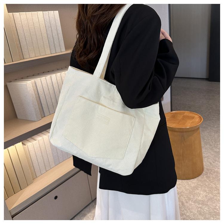 Damen Cord Schultertasche, Lässige Modehandtasche mit großer Kapazität, Geeignet zum Ausgehen, Maschinenwaschbar, mit festen Schultergurten