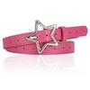 Hollow Star Buckle PU Leather Belt for Children, Thin Star Cutout Hole Waist Strap Decorative Belt for Jeans Dresses