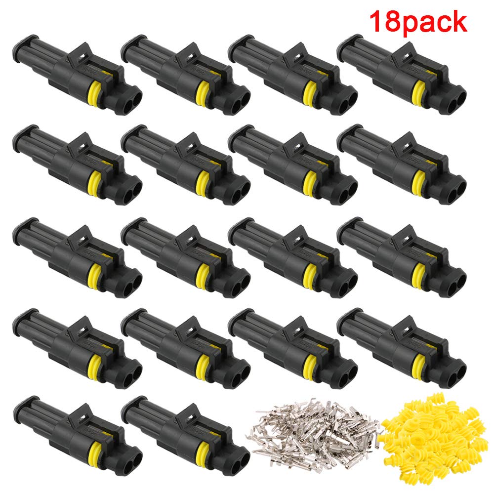 

FULARR® 18 Sets Professional 2 Pole 2 Pin Car Waterproof Wire Connector Terminal Plug