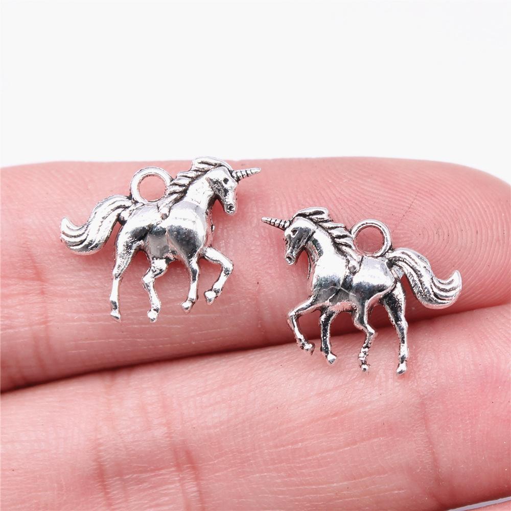 10 Stück Anhänger Pferd Einhorn Tibetische Bronze Silberfarbe Anhänger Antiker Schmuckherstellung DIY Handgemachtes Handwerk