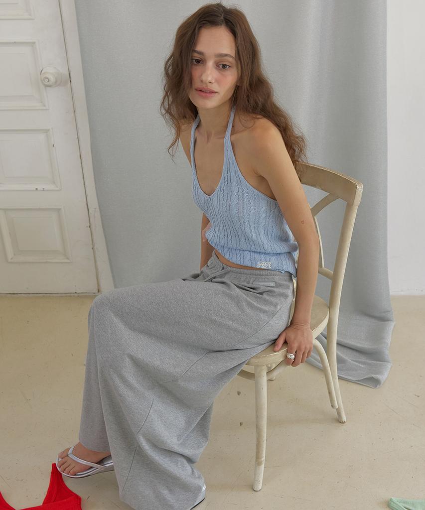 Eopaeleolakaibeu Swirl Cable Halter Knit Sleeveless - Skyblue