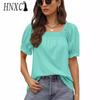 Women's Fashion Casual Solid Color Print Short Sleeve Blouses & Shirts