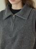 SISTERHOOD 100% Merino Wool High-Neck Knit Vest - Beige/Dark Gray