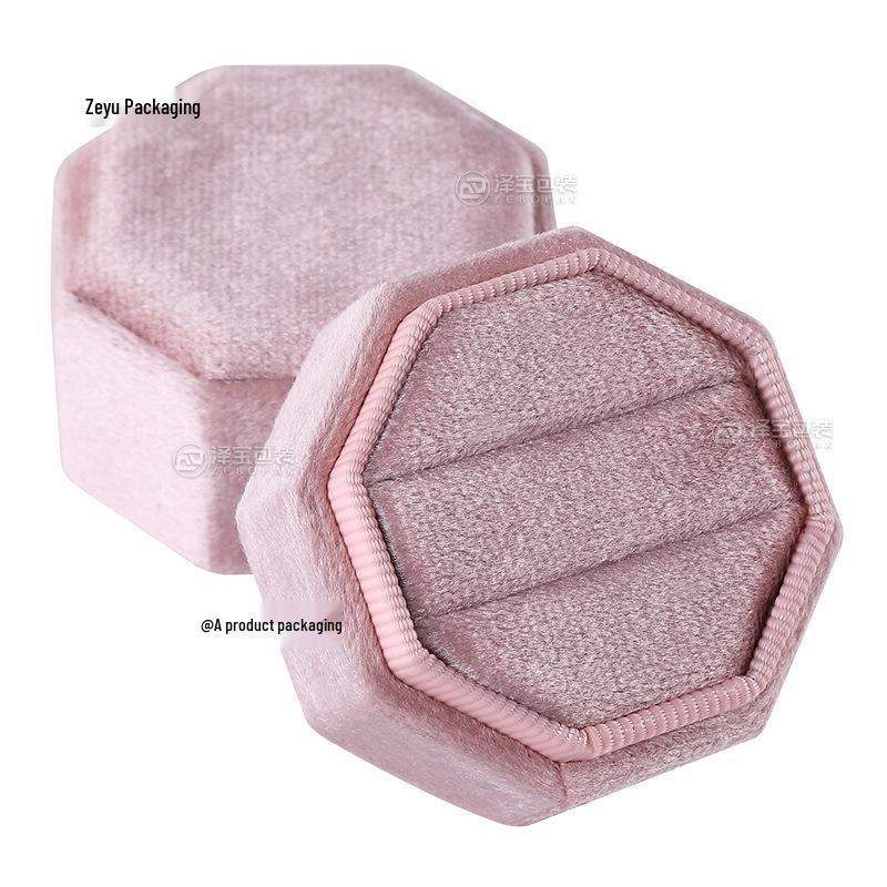 Octagonal Velvet Jewelry Box for Wedding or Proposal Rings