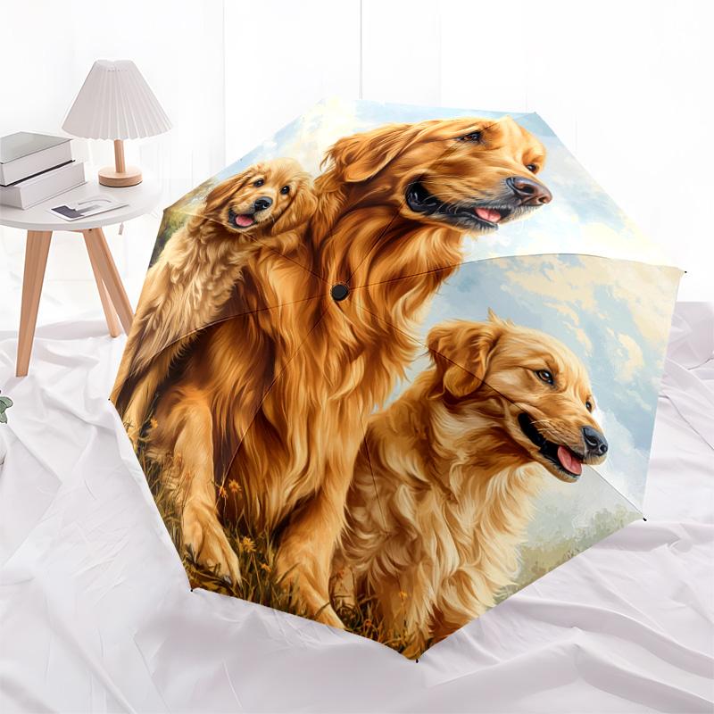 1 PC Automatic Folding Umbrella - Golden Retriever Pattern, Portable & Foldable Design with 8 Ribs, Christmas Birthday Gifts