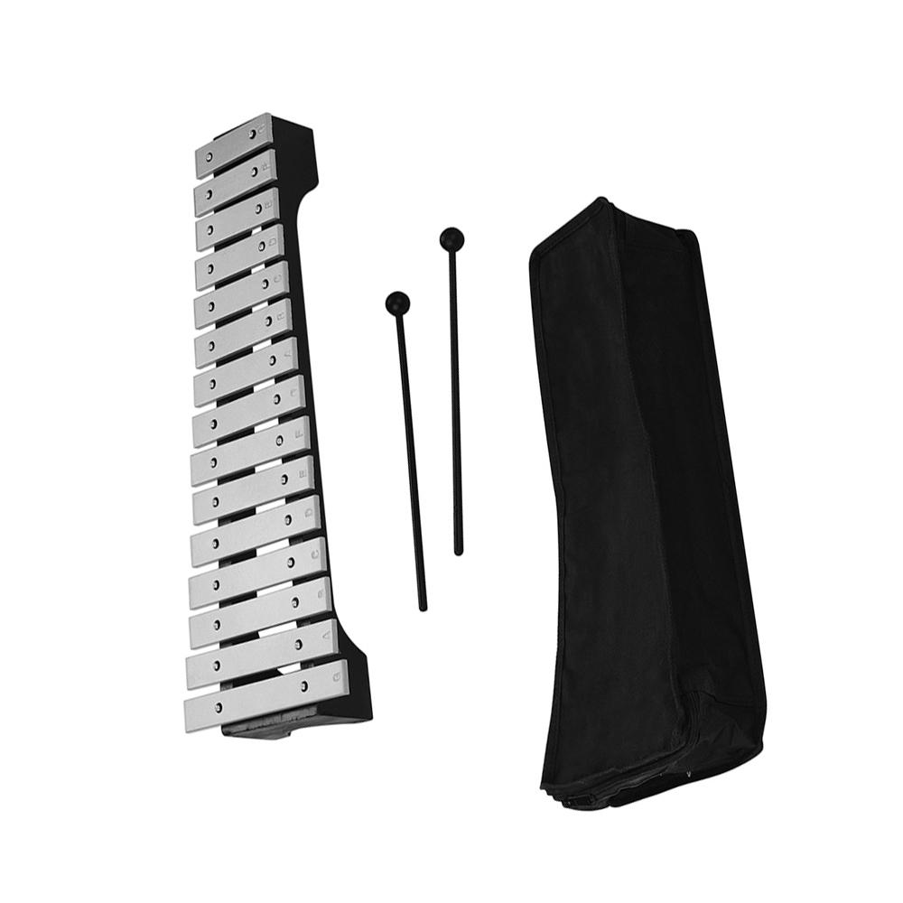 15-töniges Xylophon-Glockenspiel mit Holzsockel, Aluminiumstäben, Schlägeln und Tragegriff