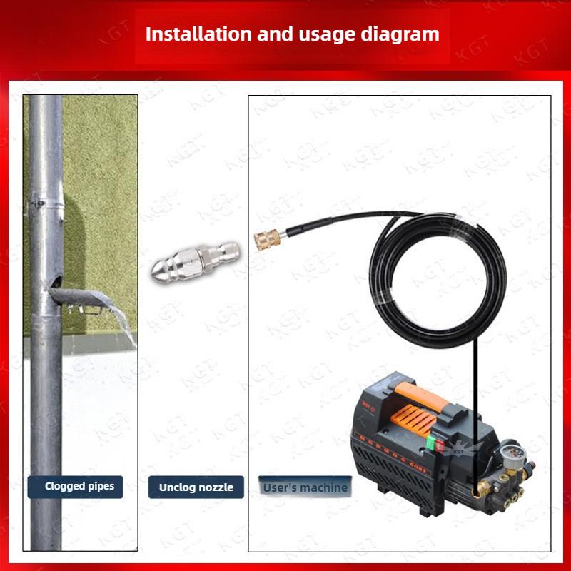 Stainless Steel 1/4 Quick Plug High Pressure Water Mouse Head Nozzle Pagoda Front 1 Rear 6 Sewer Dredging Head