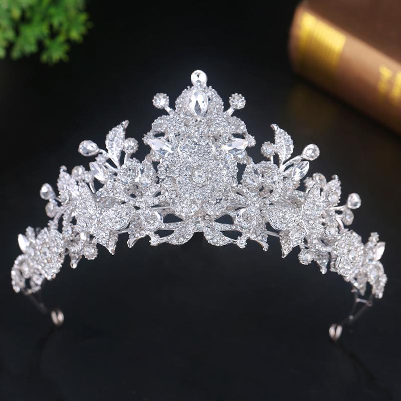 

European style New Luxurious and Grand Flower Double Layer Bride Wedding Crown Headwear Crown Headwear Hair Accessory