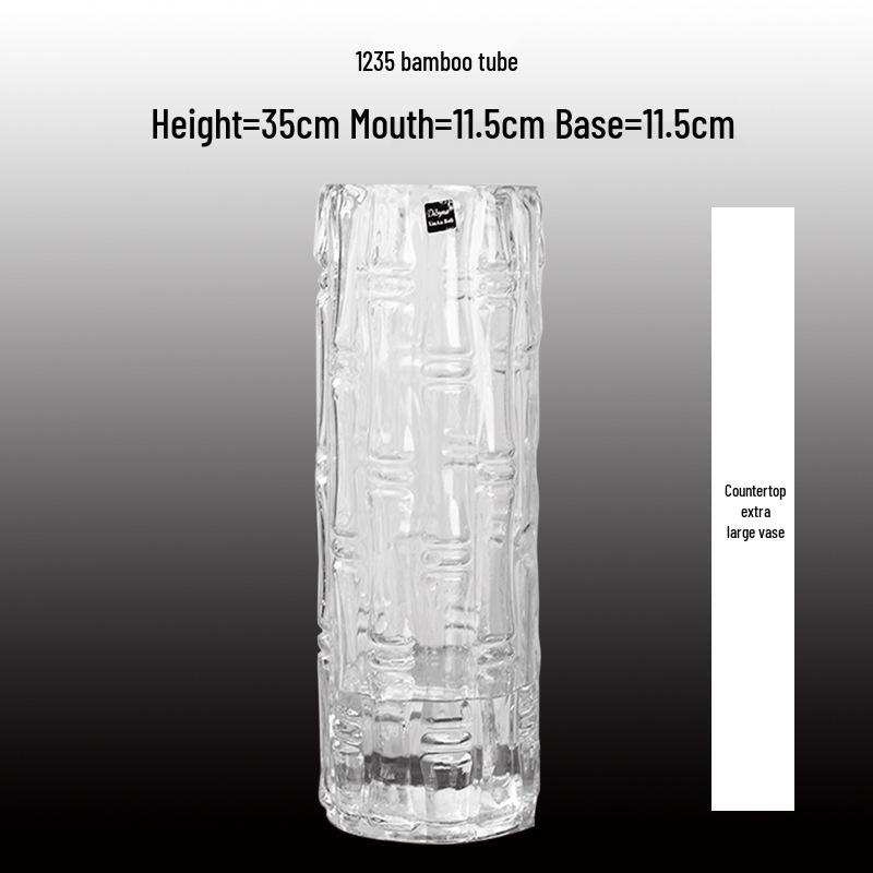 Extra Large Transparent Glass Cylinder Vase for Lucky Bamboo and Flower Arrangements In Living Room