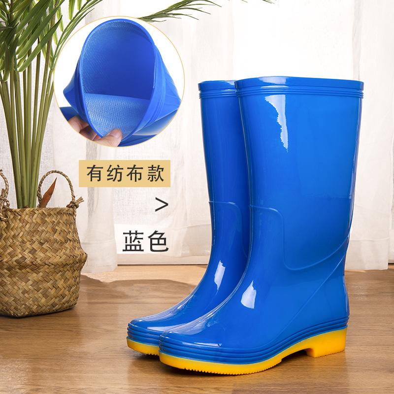 

Water shoes high tube rain shoes women s long rain boots beef tendon sole high heel velvet waterproof glue shoes 35