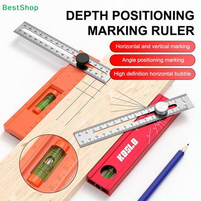 Multifunctional Positioning Marking Ruler with Level, Adjustable Angle & Scale, Precision Woodworking Measuring Tool
