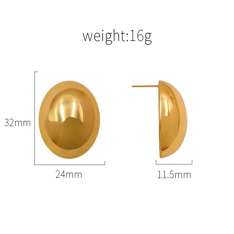 Merry Chubby Semicircular Earrings 18K Gold Plated Non-Fading Women'S Neutral Titanium Steel Stud Earrings