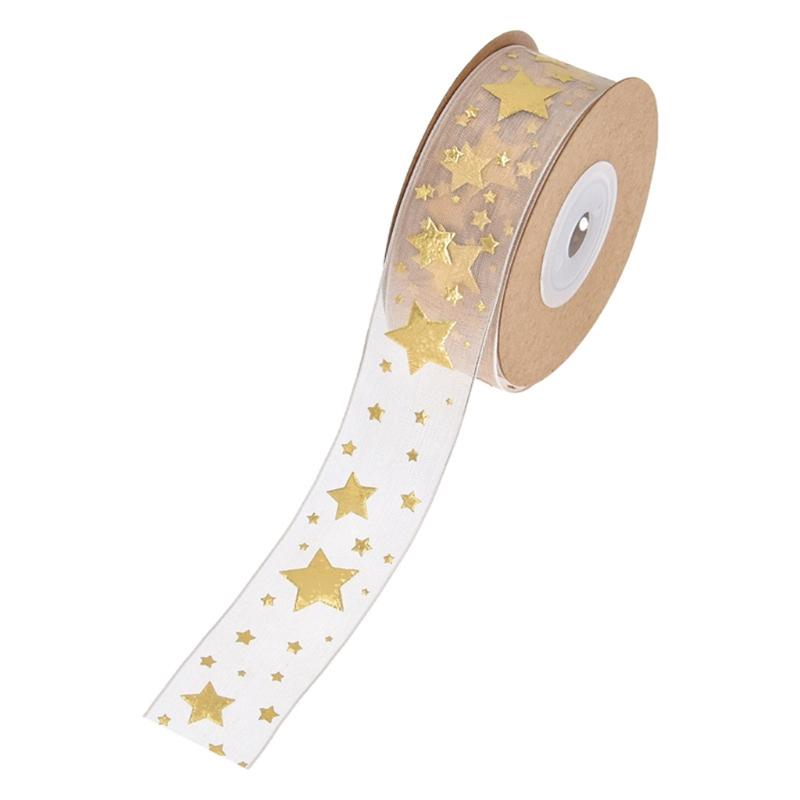 

Печать на ленте Звезды Лента для Рождества Свадебное украшение Лента для торта Упаковка подарков DIY Шитье Ручная работа Искусство Ремесло 1 хаки