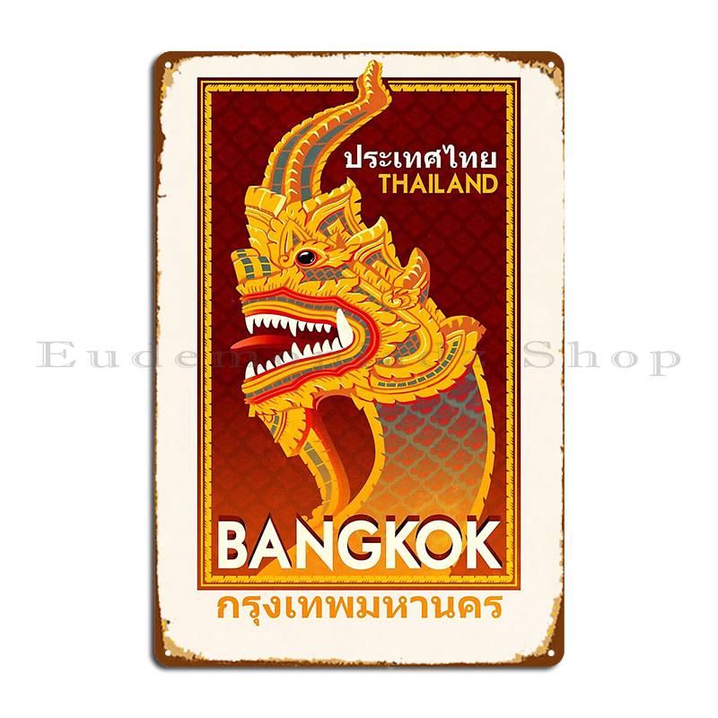 Travel Poster Bangkok Thailand Metal Sign Print Wall Mural Printing Bar Custom Tin Sign Poster