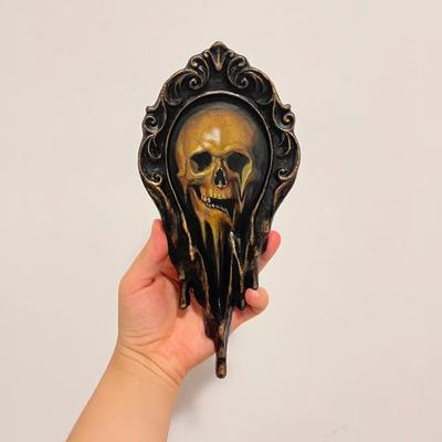 Yousheng Skull Wall Art Handmade Liquid Surreal Skull Painting Gothic Framed Wall Decor for Halloween Office Living Room Decor