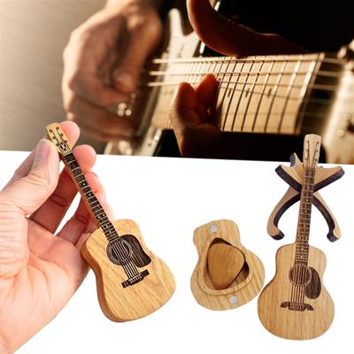 Holz-Akustikgitarren-Pickbox mit Ständer, glatter Kante, gratfrei, tragbarer, handgefertigter Aufbewahrungsbehälter für Gitarrenplektren