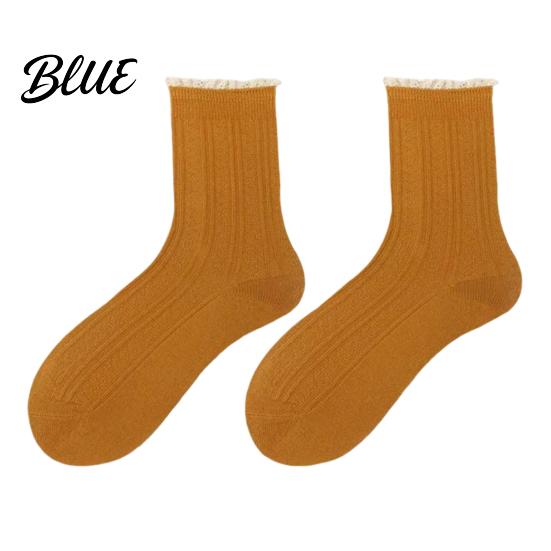 Legere Crew-Socken für Röcke Rüschen Damen Baumwolle Spitzensocken mit Rüschen Weich Atmungsaktiv Vintage-inspiriert Strumpfwaren Knöchel Tägliches Tragen Und Modisch