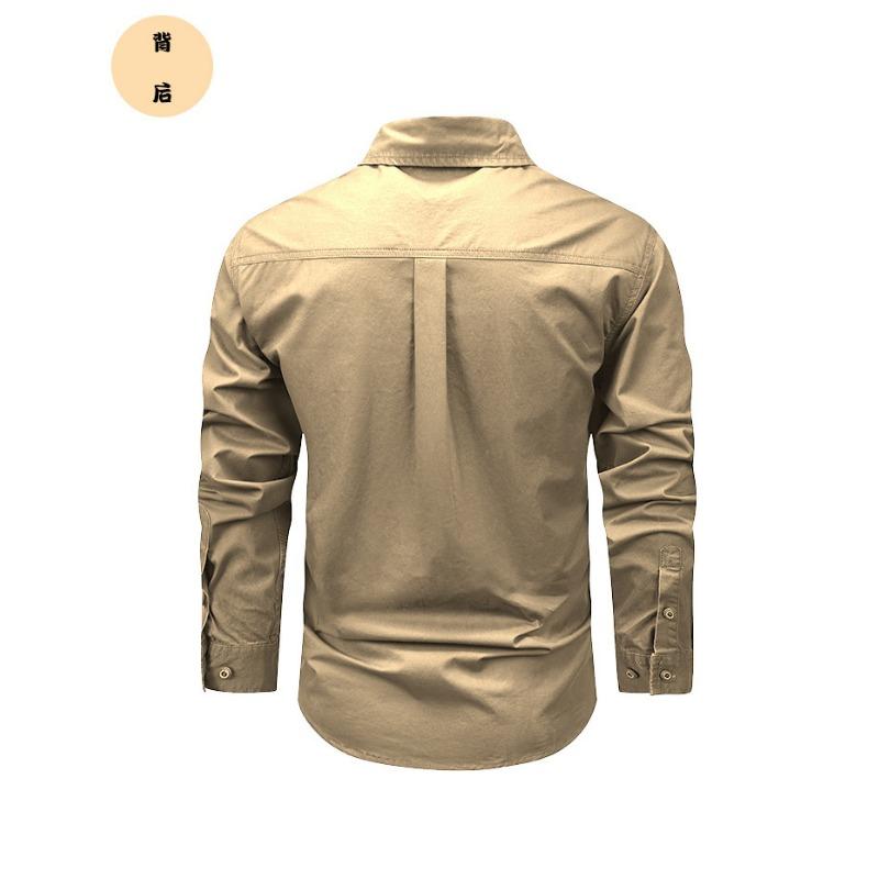 Vintage American Style Loose Fit Cotton Long Sleeve Work Shirt For Men
