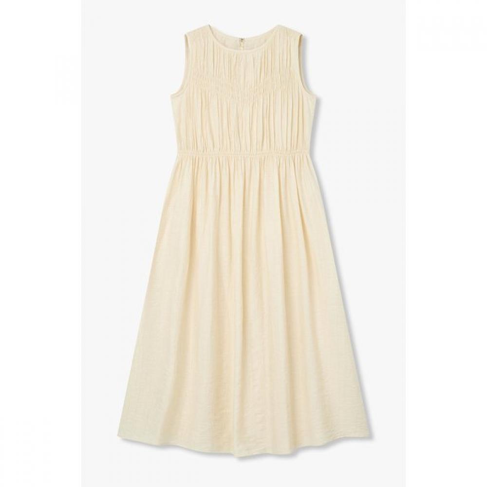 Vov Shirring Crinkle Sleeveless Dress 7156237001 Yellowish beige (07)/S(55)
