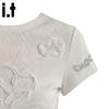 CHOCOOLATEit 3D Floral Slim Fit Short Sleeve T-Shirt